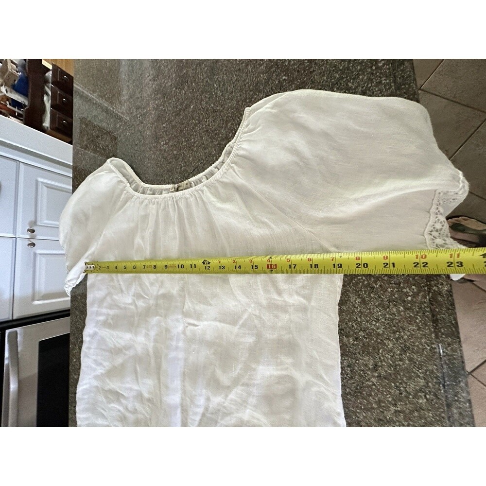 Alessia Pacini Italy White Linen Tunic Top Women Sz S‎ Beachie coastal vacation - Picture 5 of 16